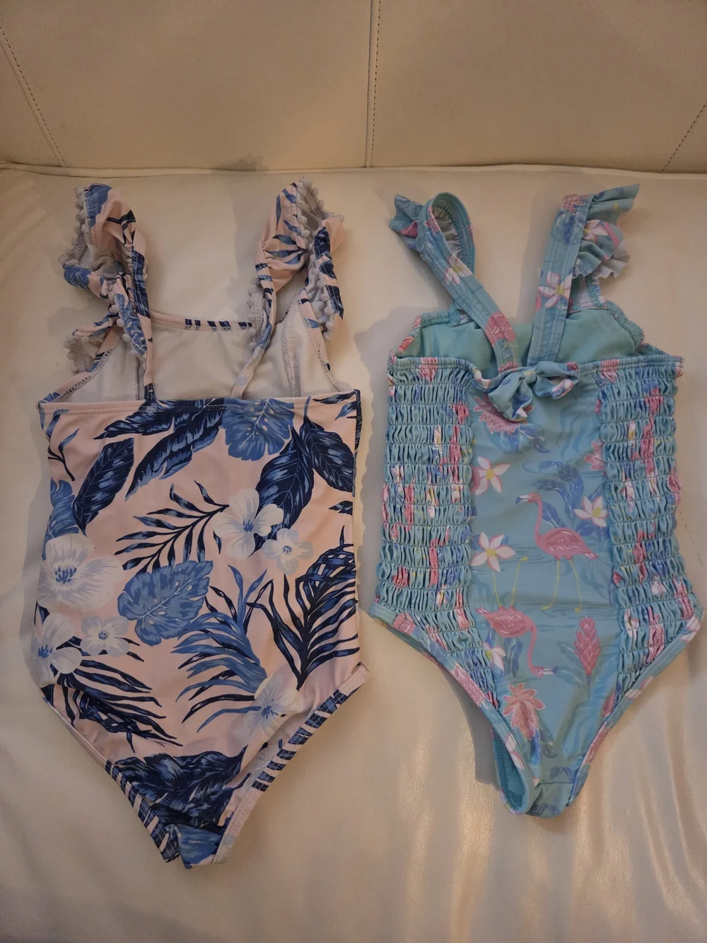Tommy Bahama Kids Floral Ruffle One-Piece Swimsuit - Blue & Light Blue